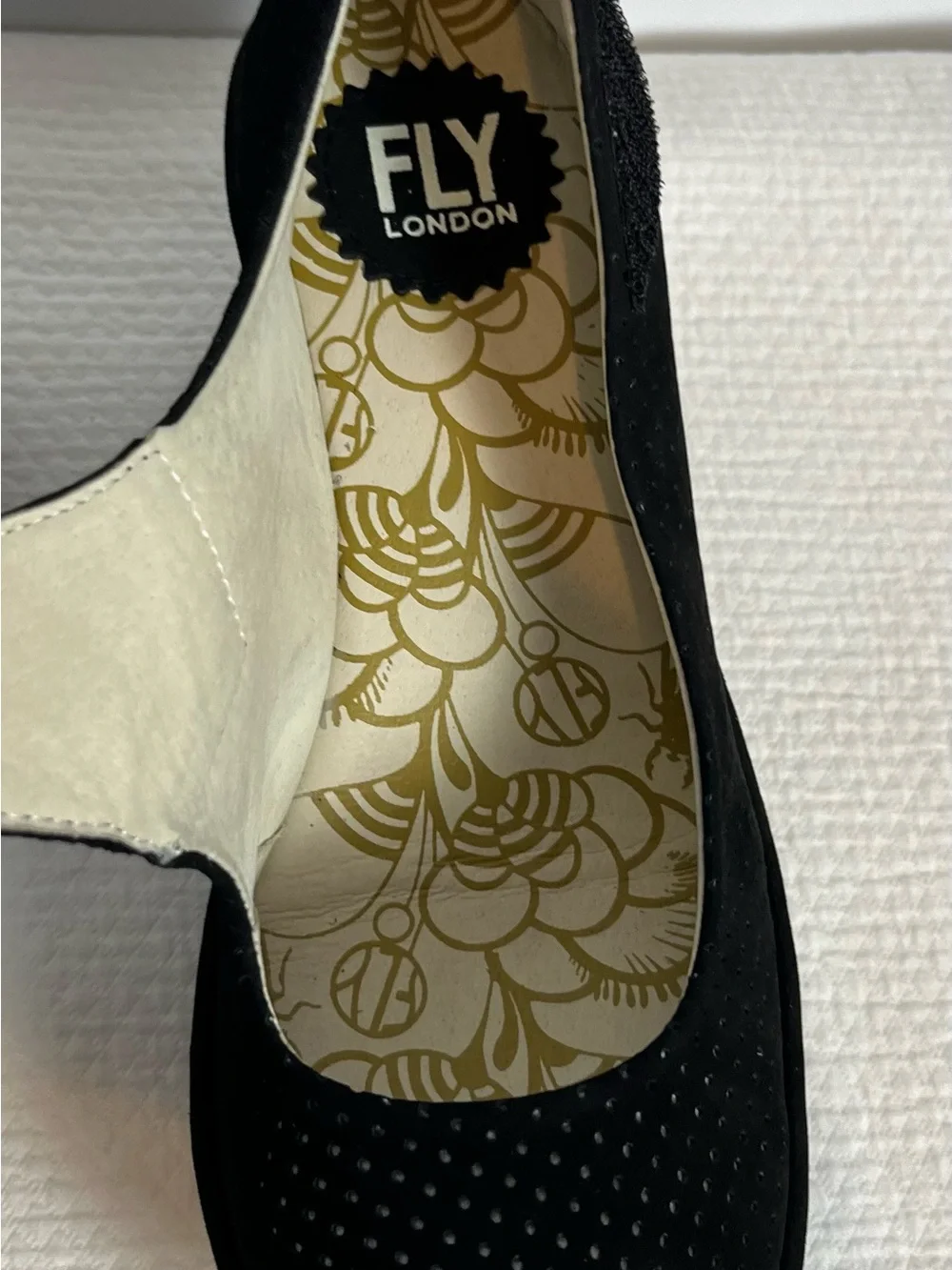 Fly London Black Wedge Mary Jane Slingback Shoes